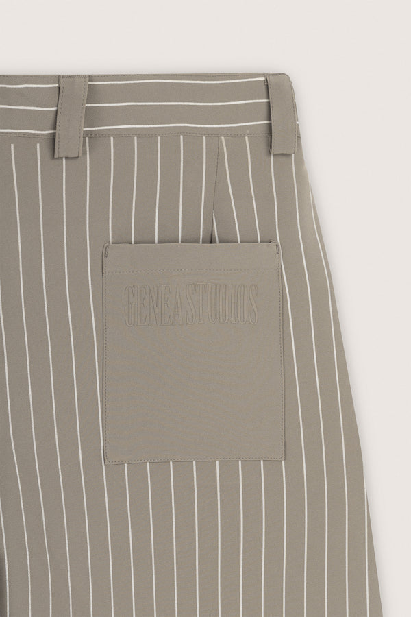 Beige Faded Stripe Balloon Fit Pants