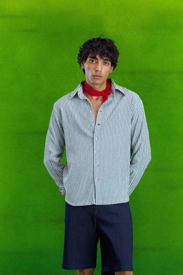 Blue Long Sleeve Striped Shirt