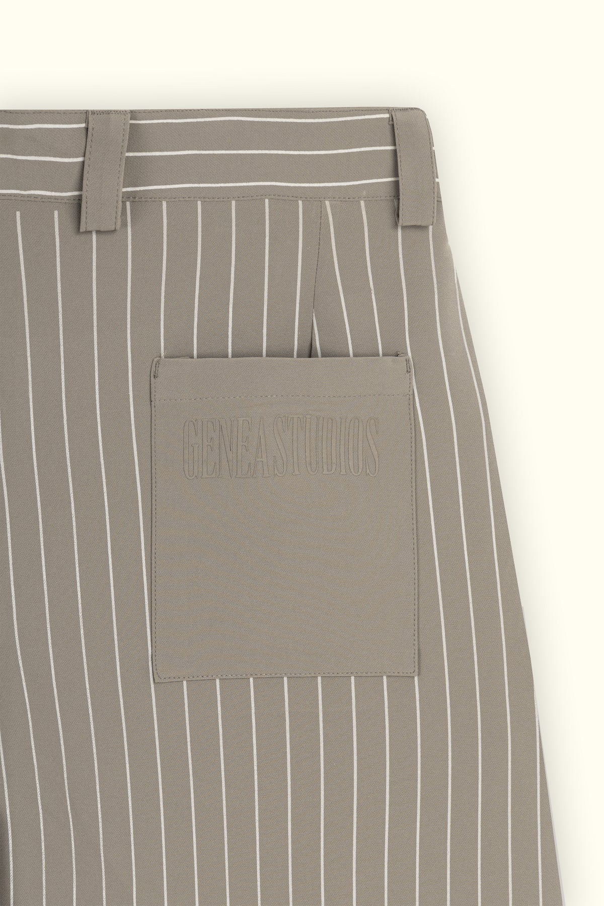 Beige Faded Stripe Balloon Fit Pants