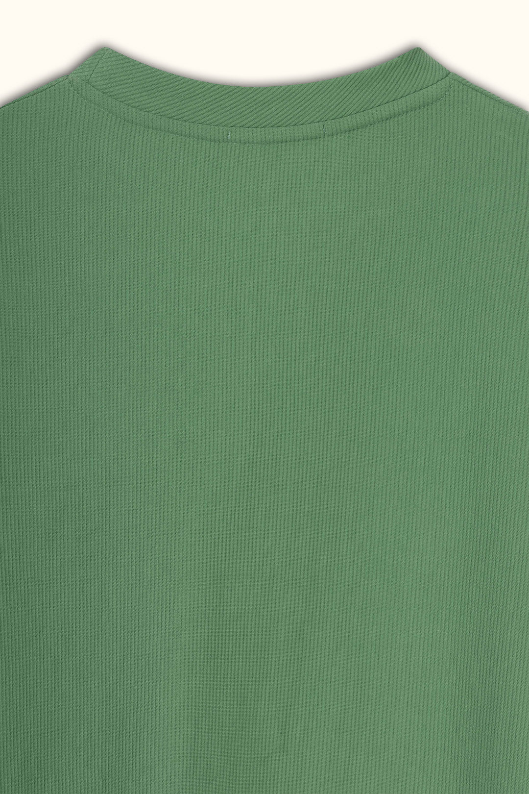 Green Boxy Ribbed Basic T-Shirt