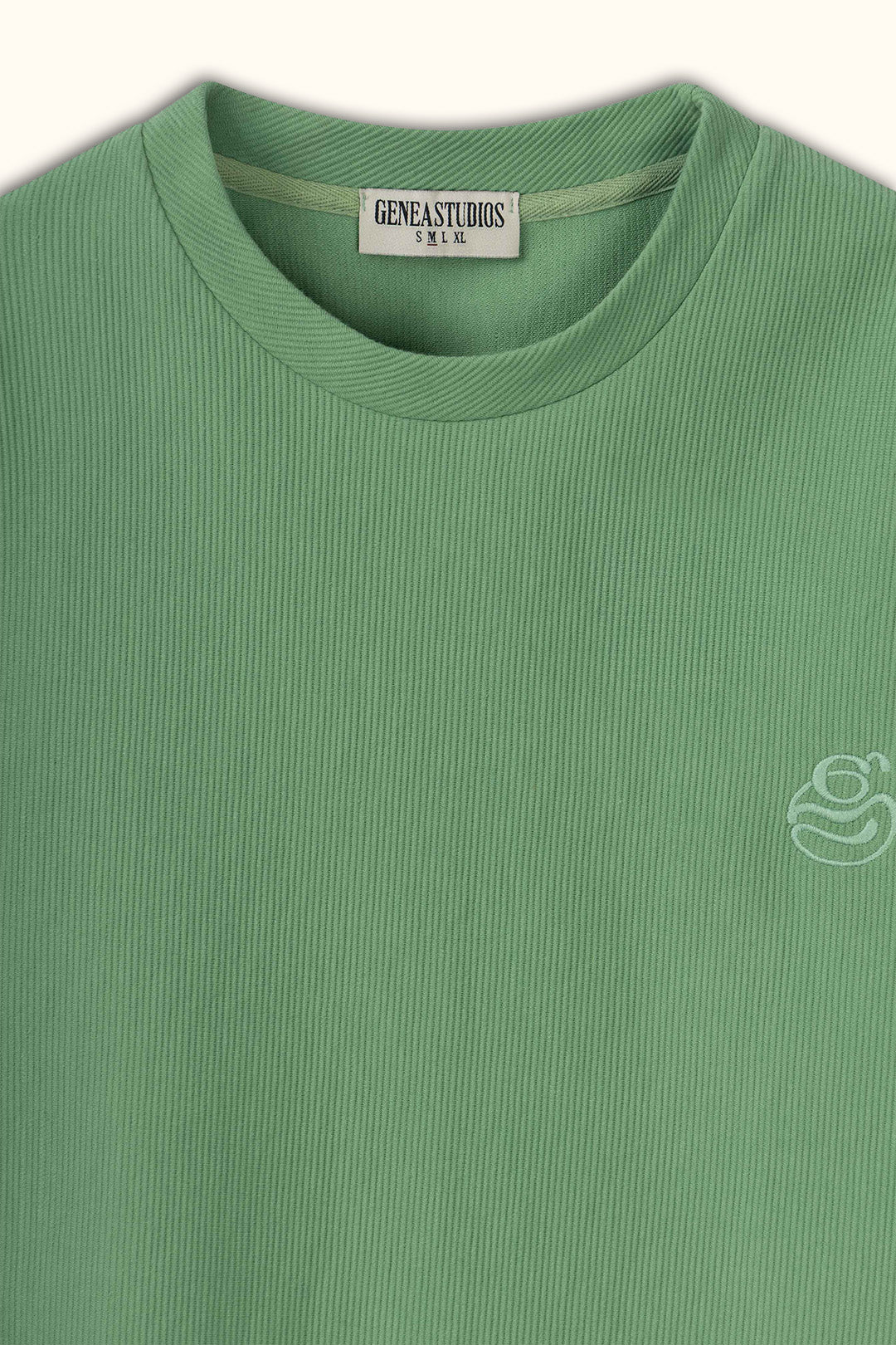 Green Boxy Ribbed Basic T-Shirt