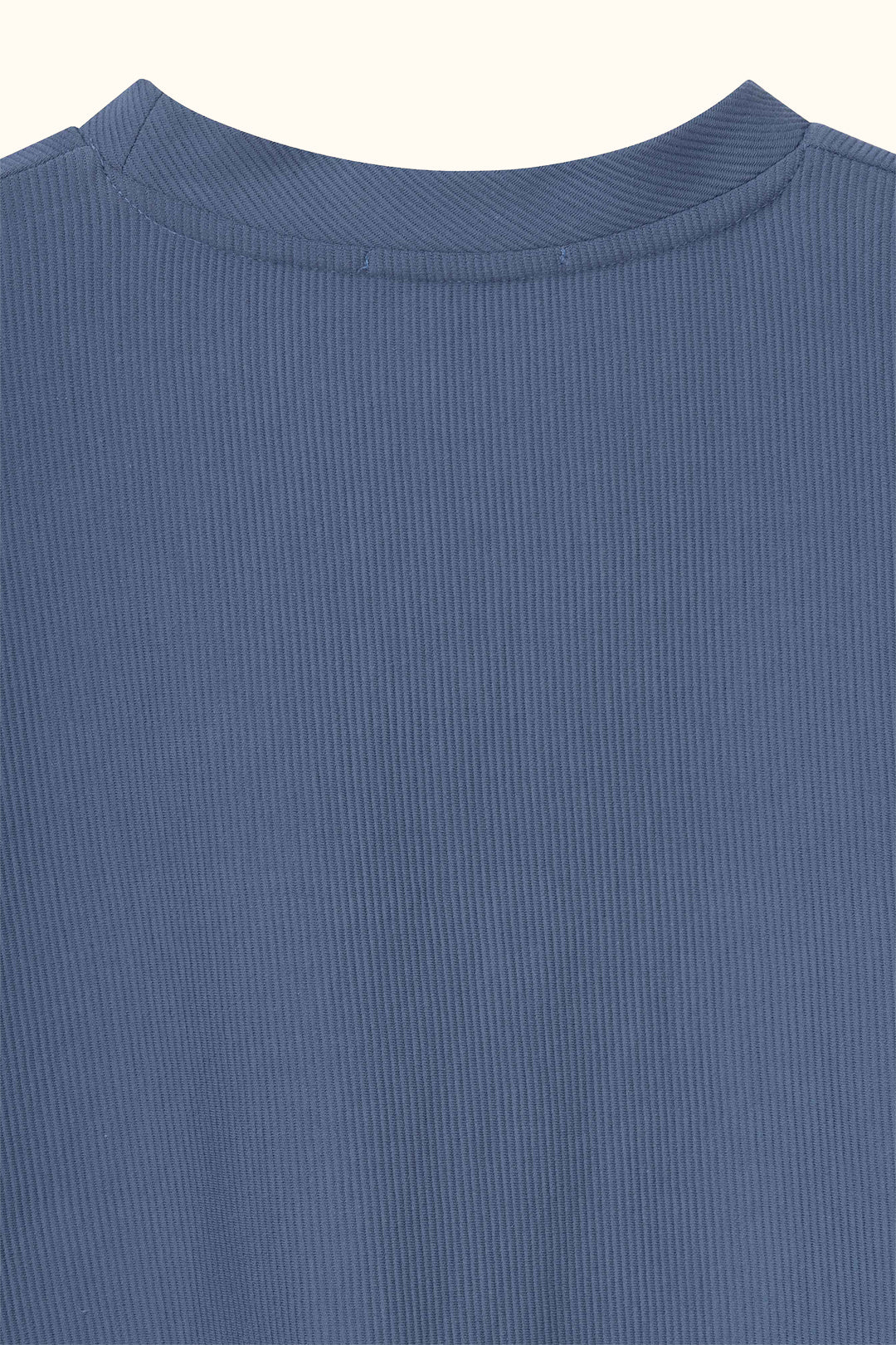 Blue Boxy Ribbed Basic T-Shirt