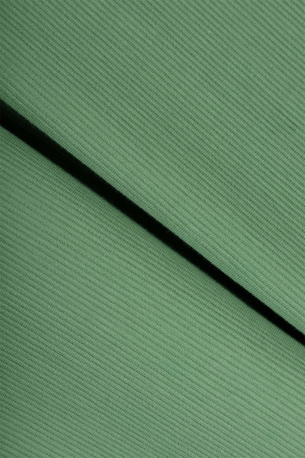 Green Boxy Ribbed Basic T-Shirt
