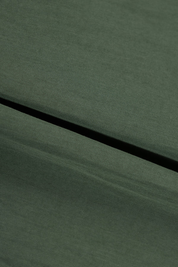 Olive Green Short-Sleeve Zip Overshirt