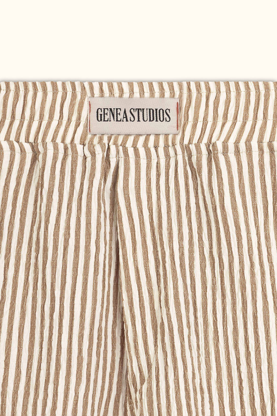 Beige Crinkle Striped Short