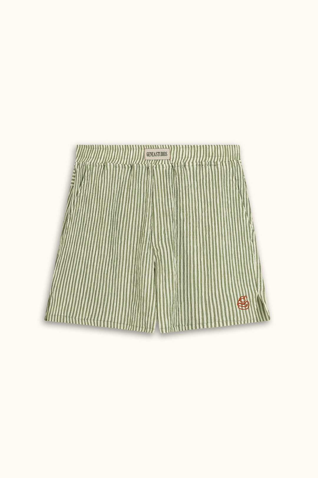 Green Crinkle Striped Short