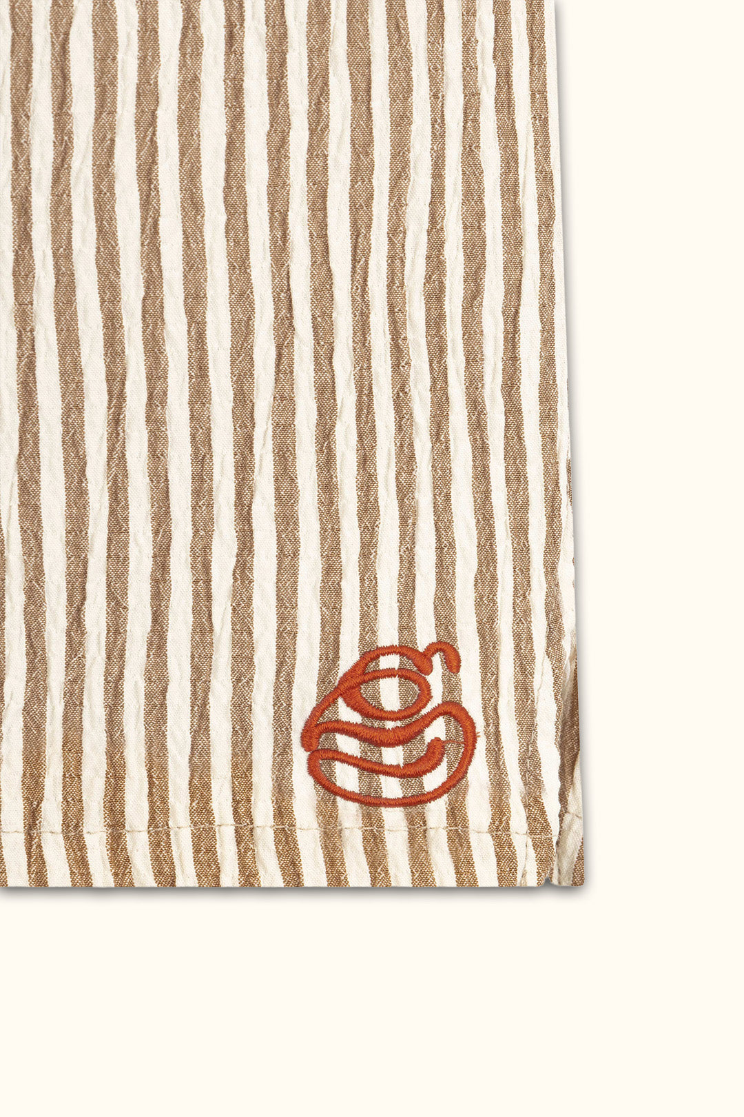 Beige Crinkle Striped Short