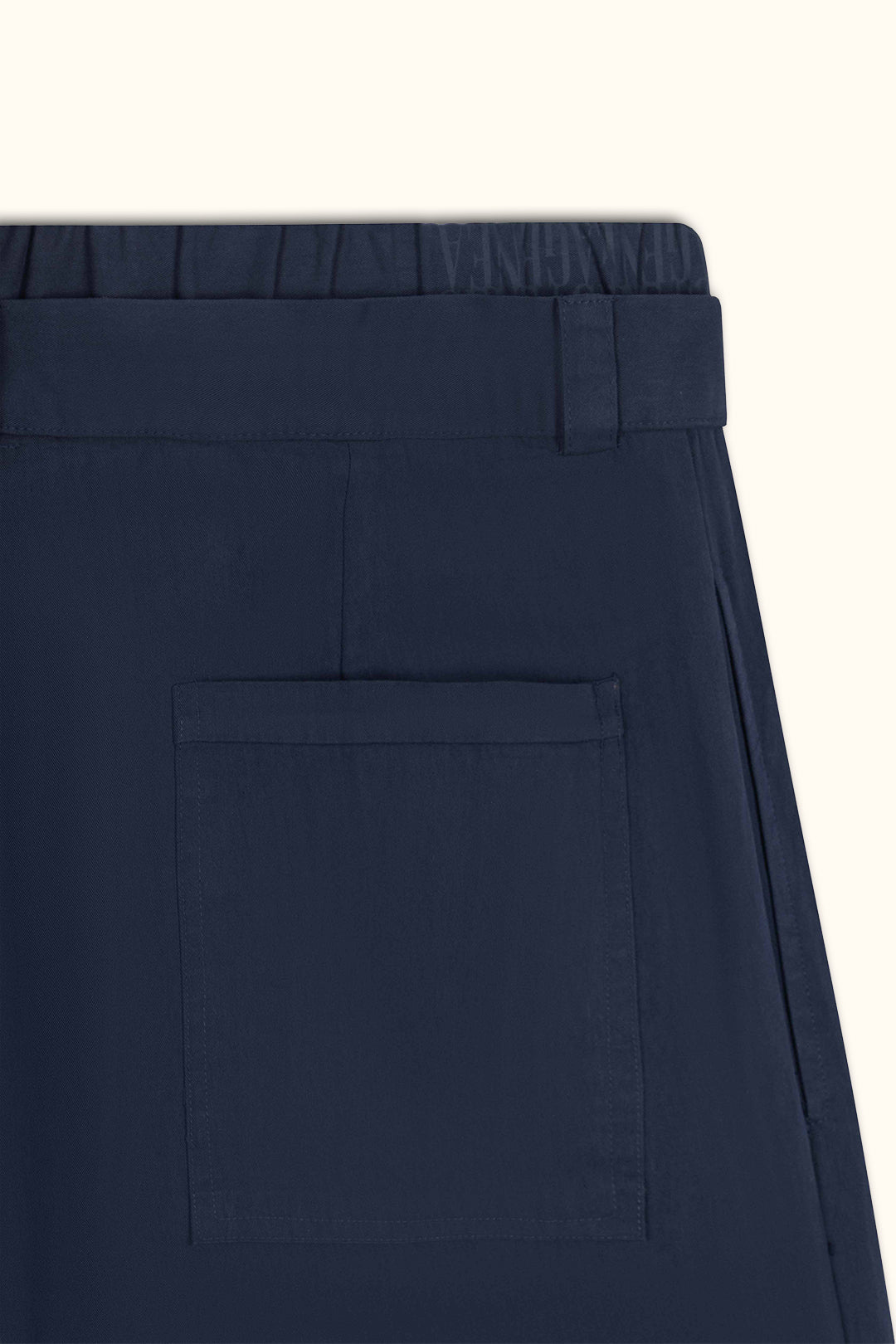 Navy Blue Double-Waist Wide-Leg Pants