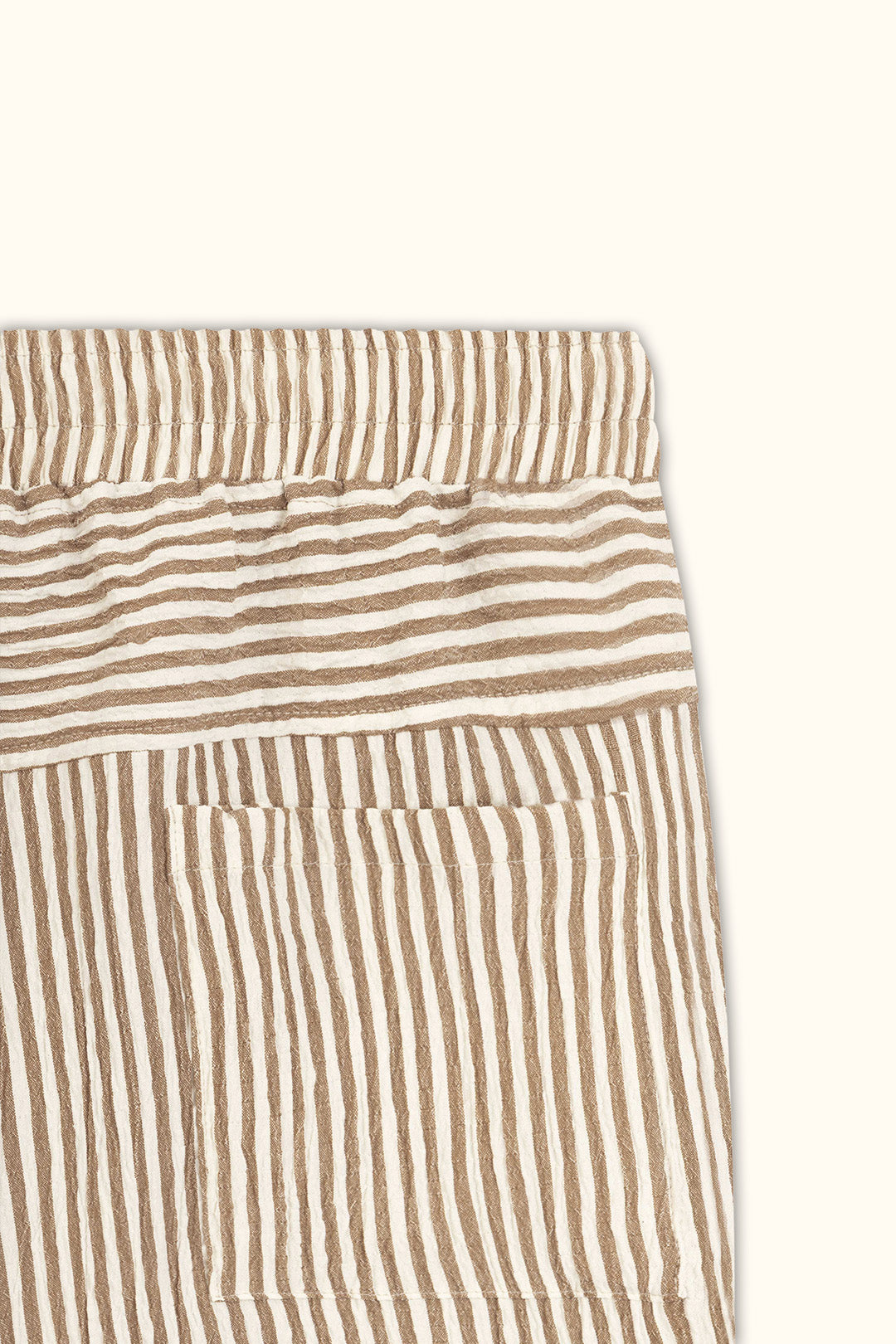 Beige Crinkle Striped Short