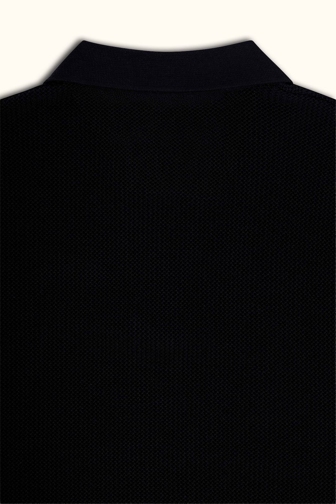Black Cotton Knitted Polo T-Shirt