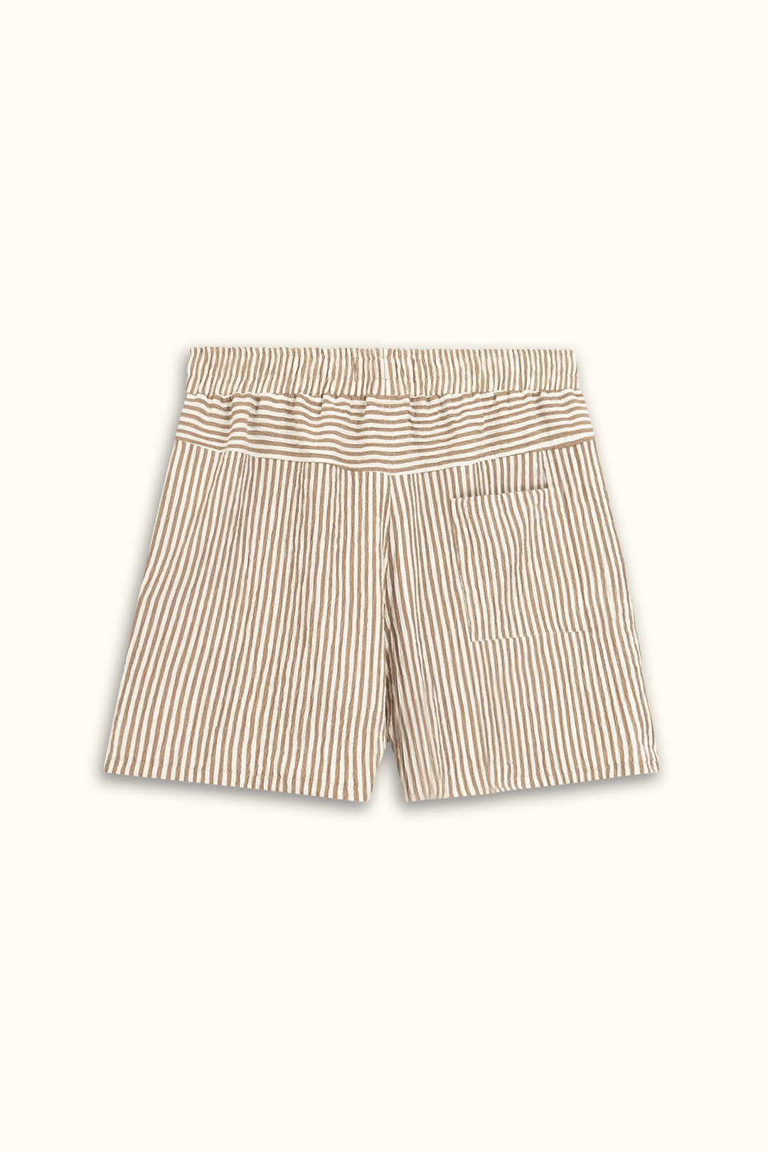 Beige Crinkle Striped Short