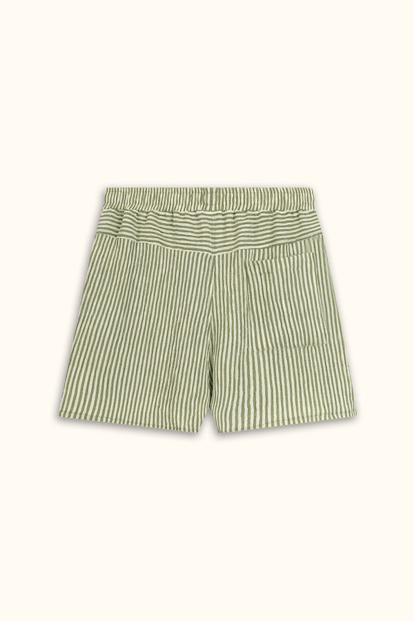 Green Crinkle Striped Short
