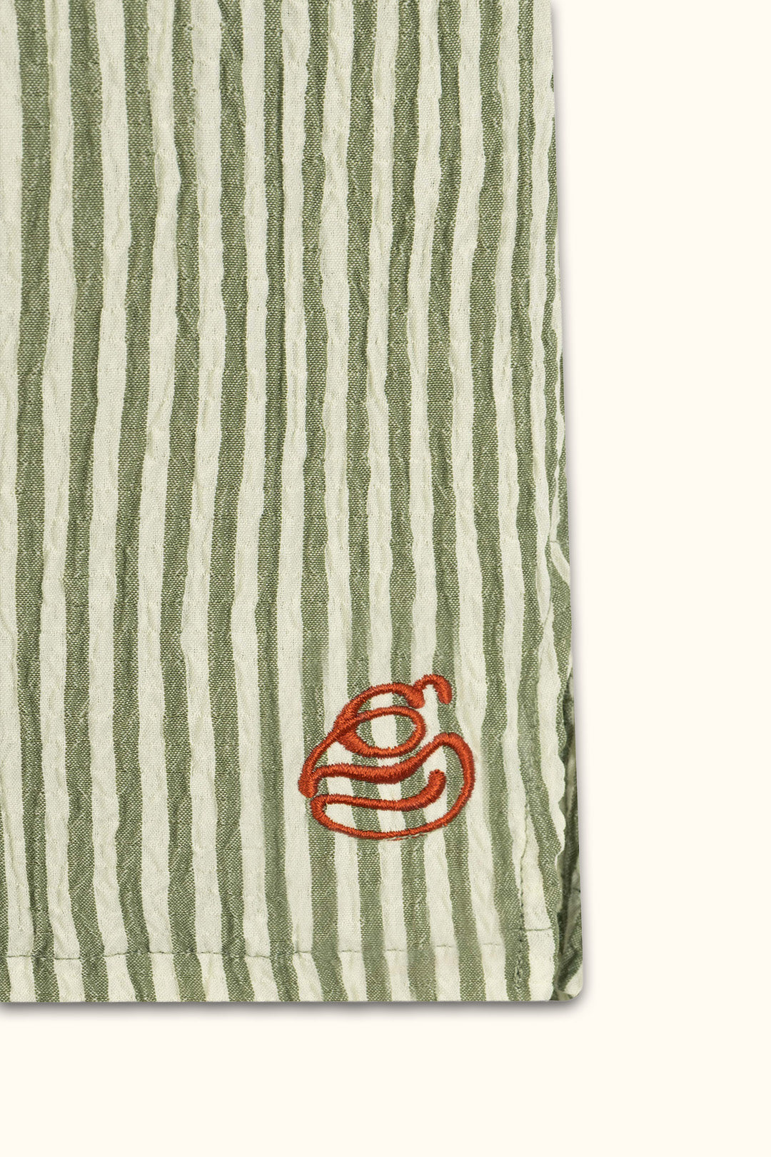Green Crinkle Striped Short