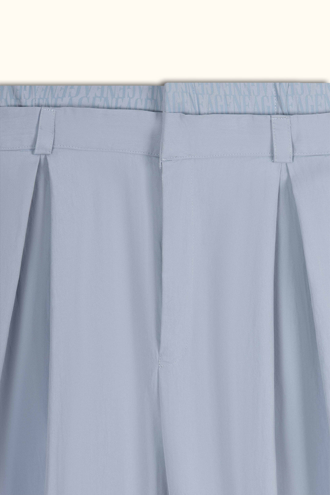 Light Blue Double-Waist Wide-Leg Pants