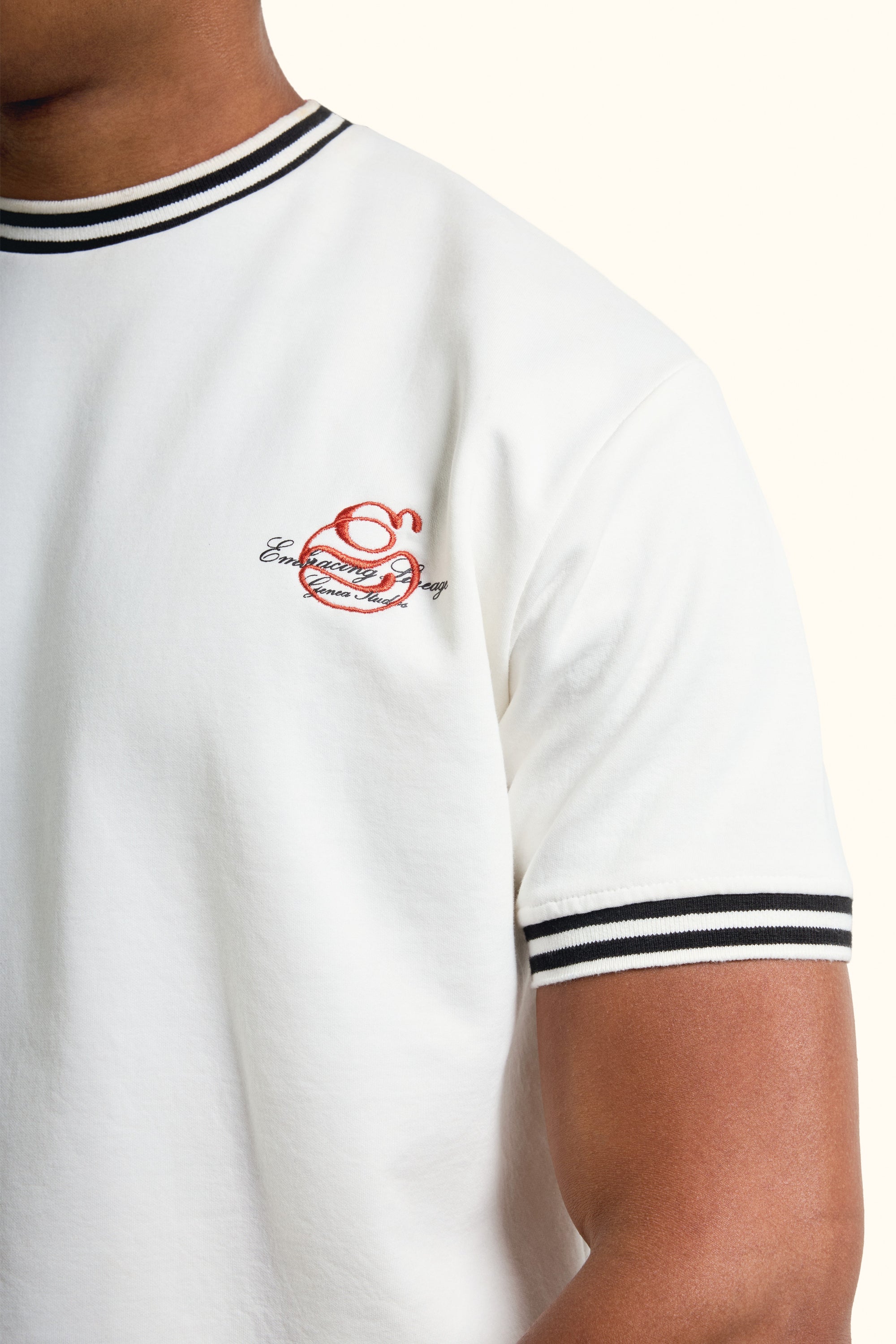 White Contrast Collar Boxy T-Shirt