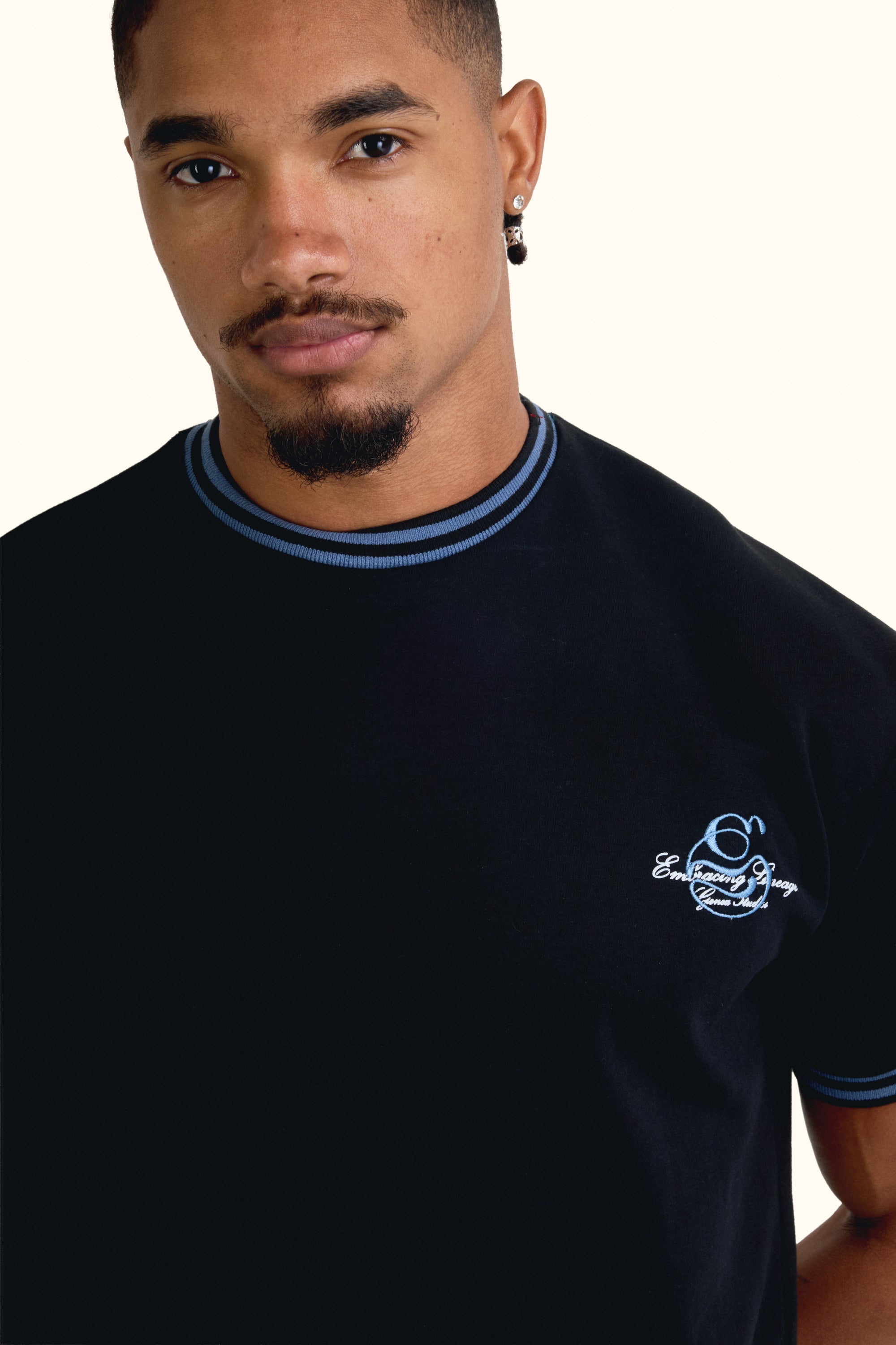Black Contrast Collar Boxy T-Shirt