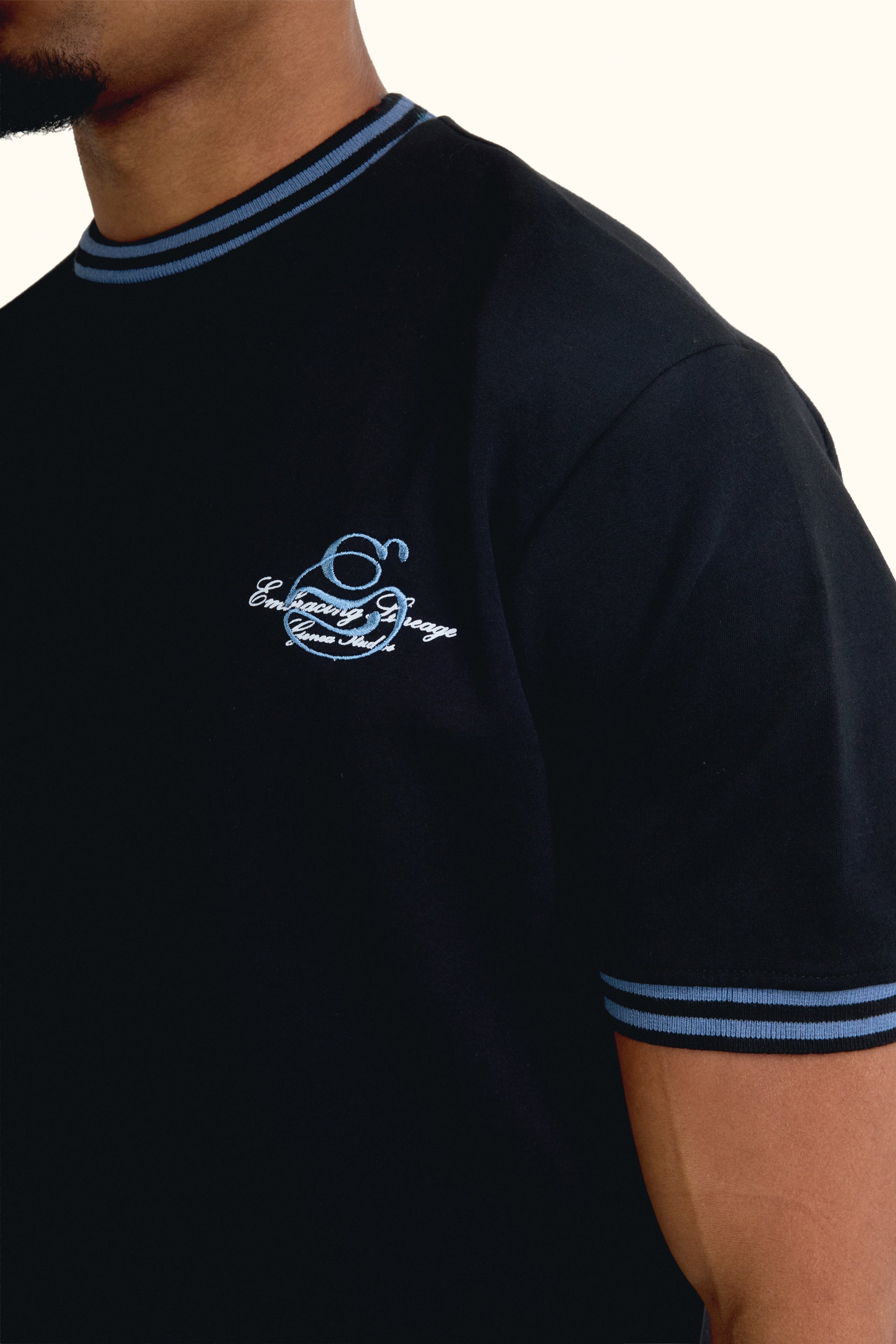 Black Contrast Collar Boxy T-Shirt