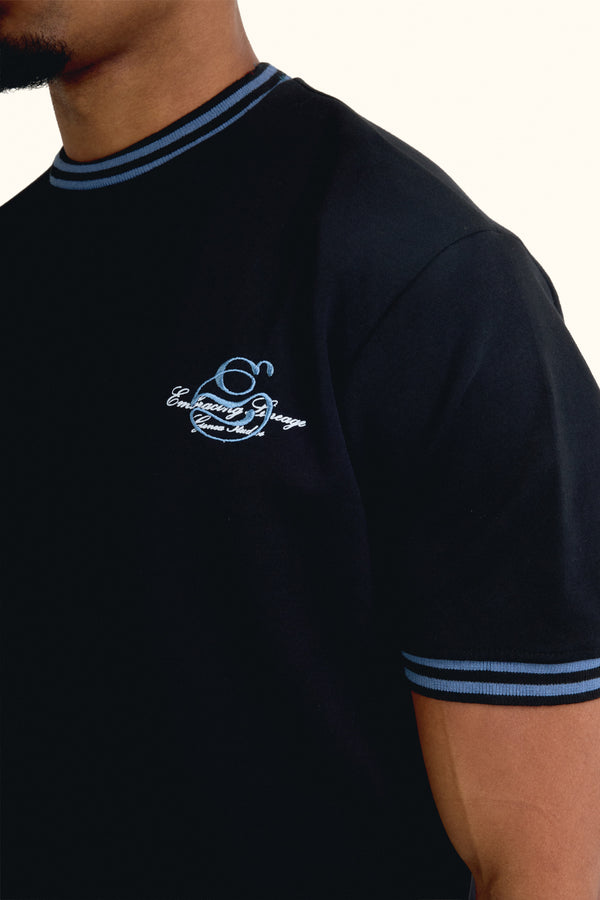 Black Contrast Collar Boxy T-Shirt