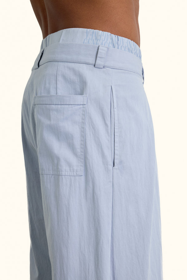 Light Blue Double-Waist Wide-Leg Pants