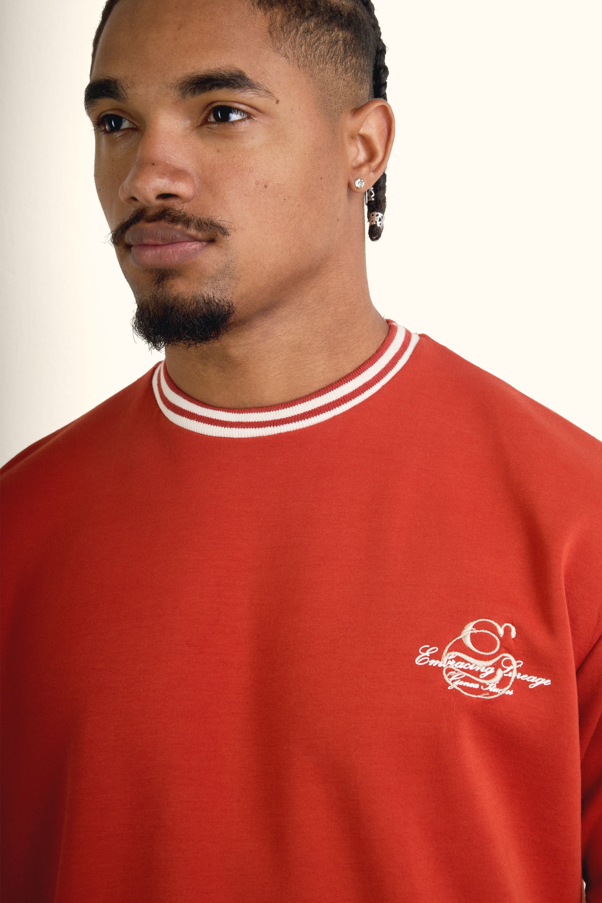 Brick Contrast Collar Boxy T-Shirt