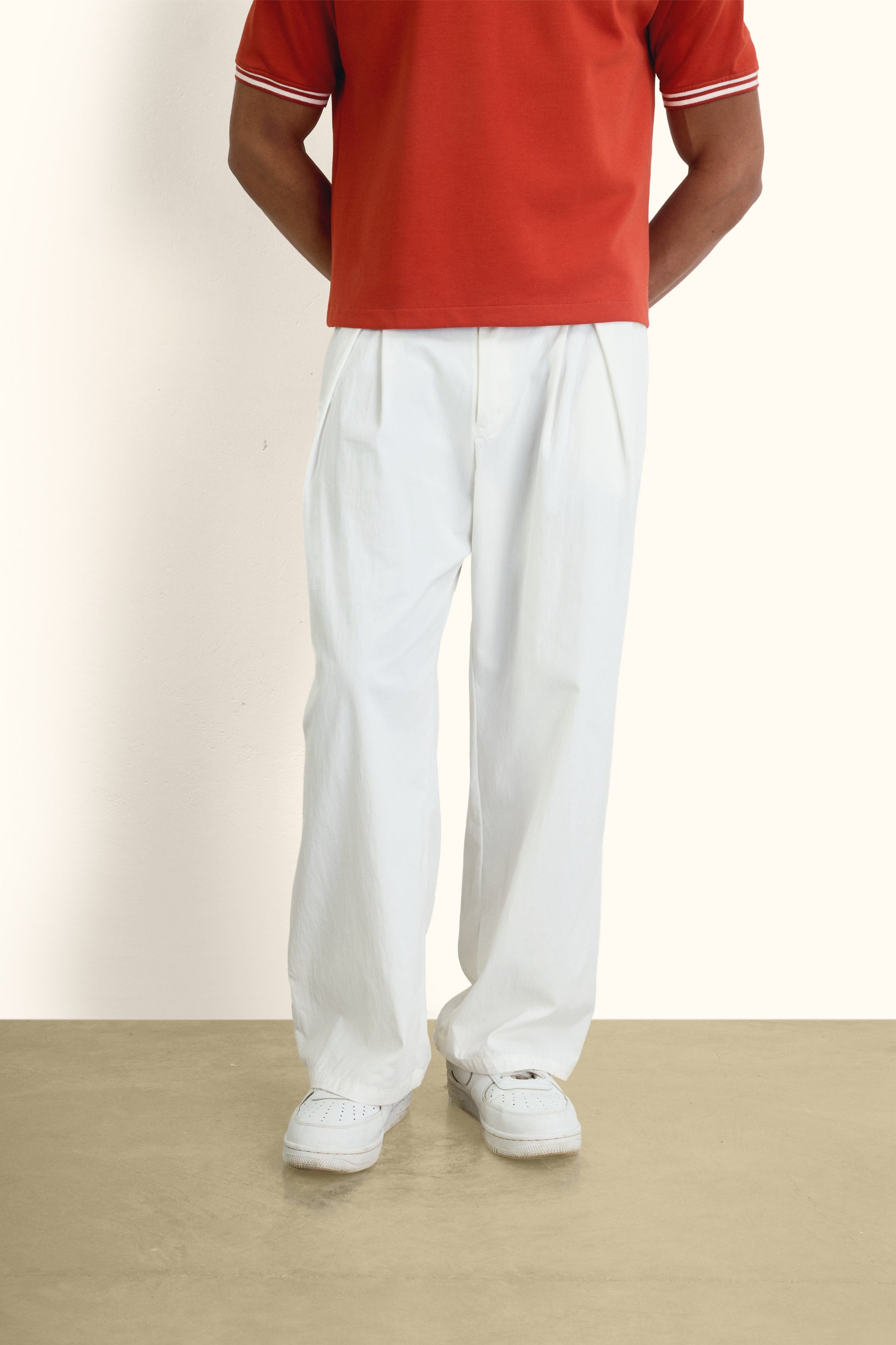 White Double-Waist Wide-Leg Pants