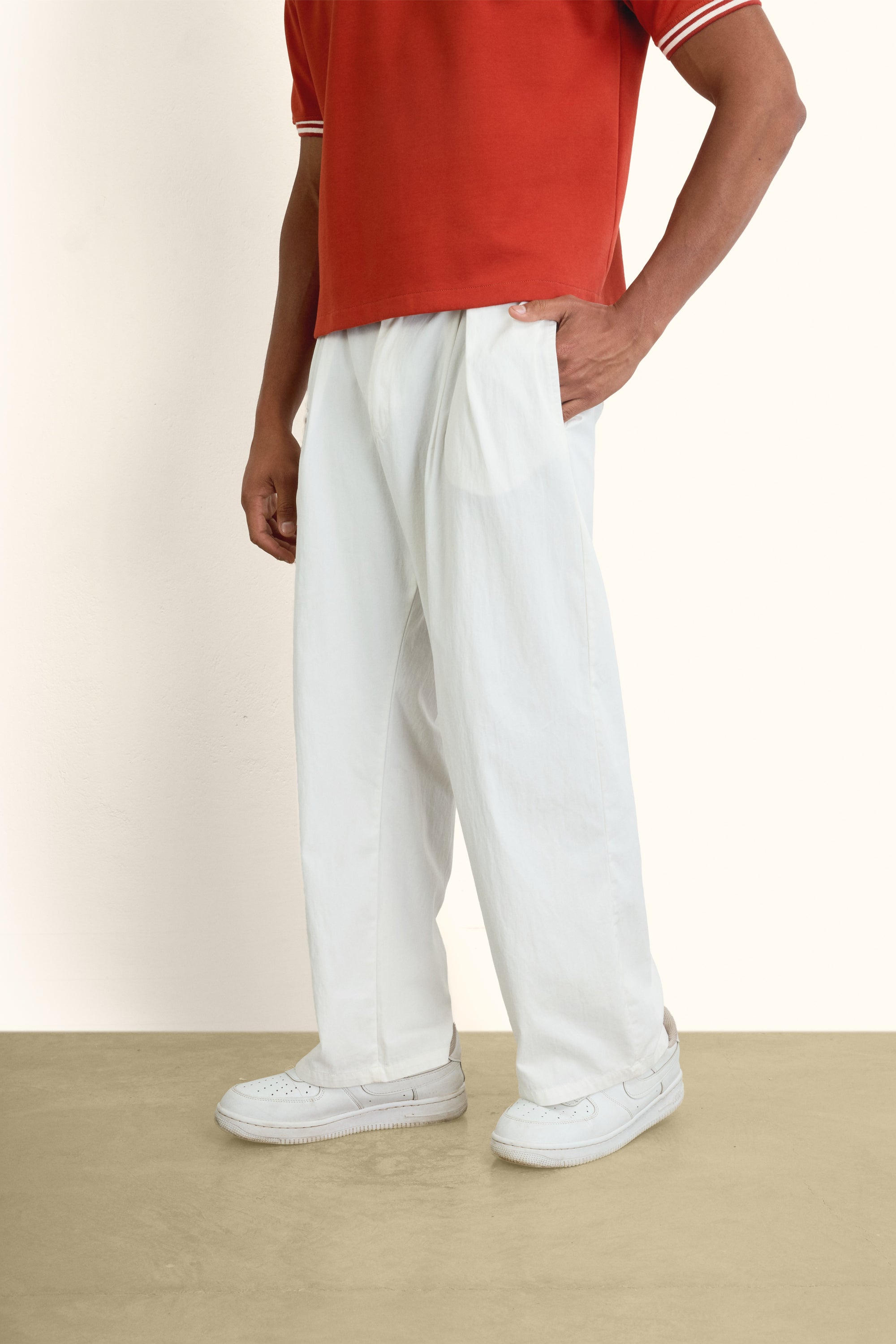 White Double-Waist Wide-Leg Pants