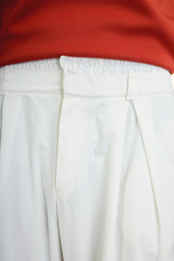White Double-Waist Wide-Leg Pants