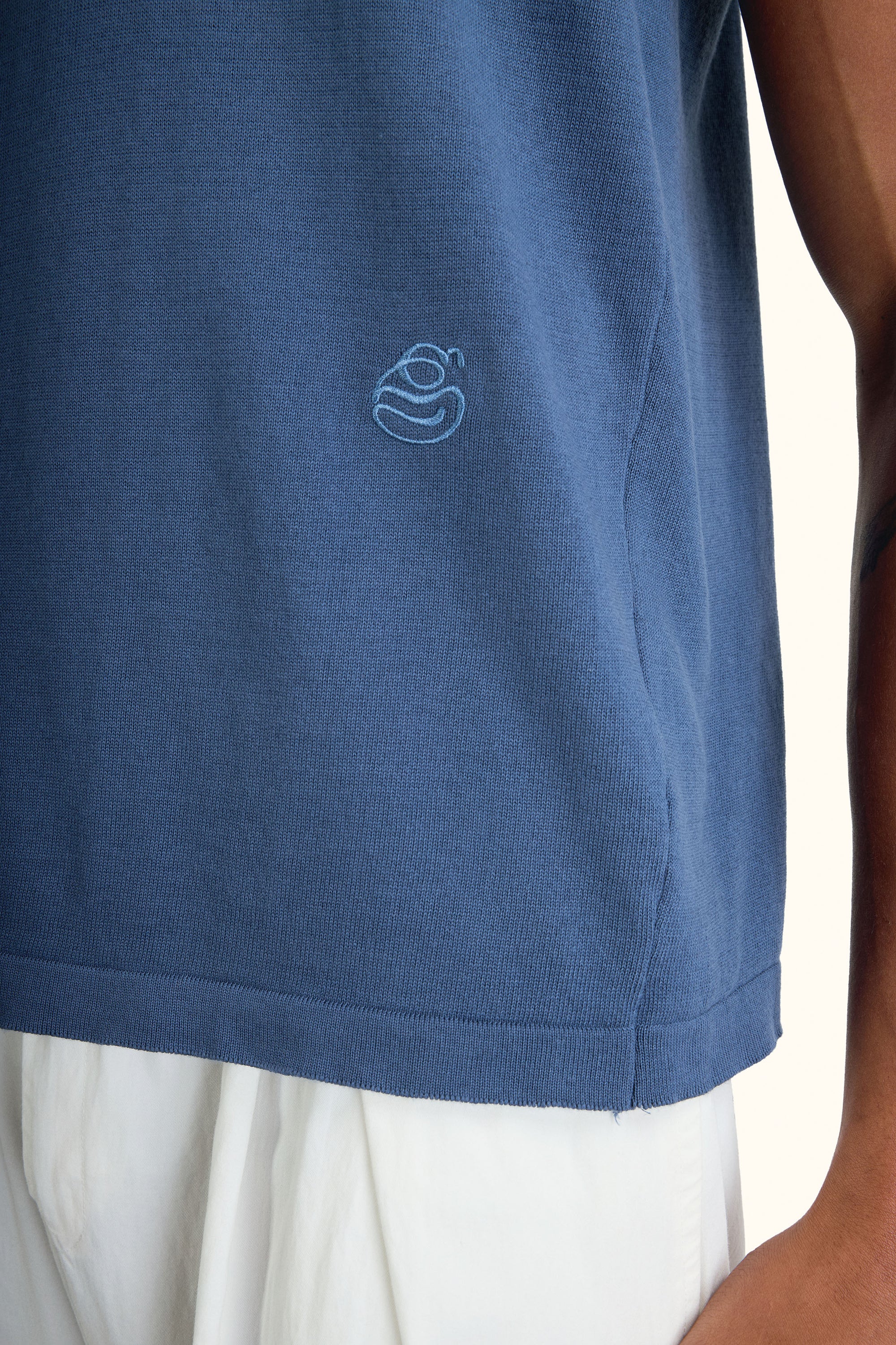 Navy Sleeveless Cotton Knit Top