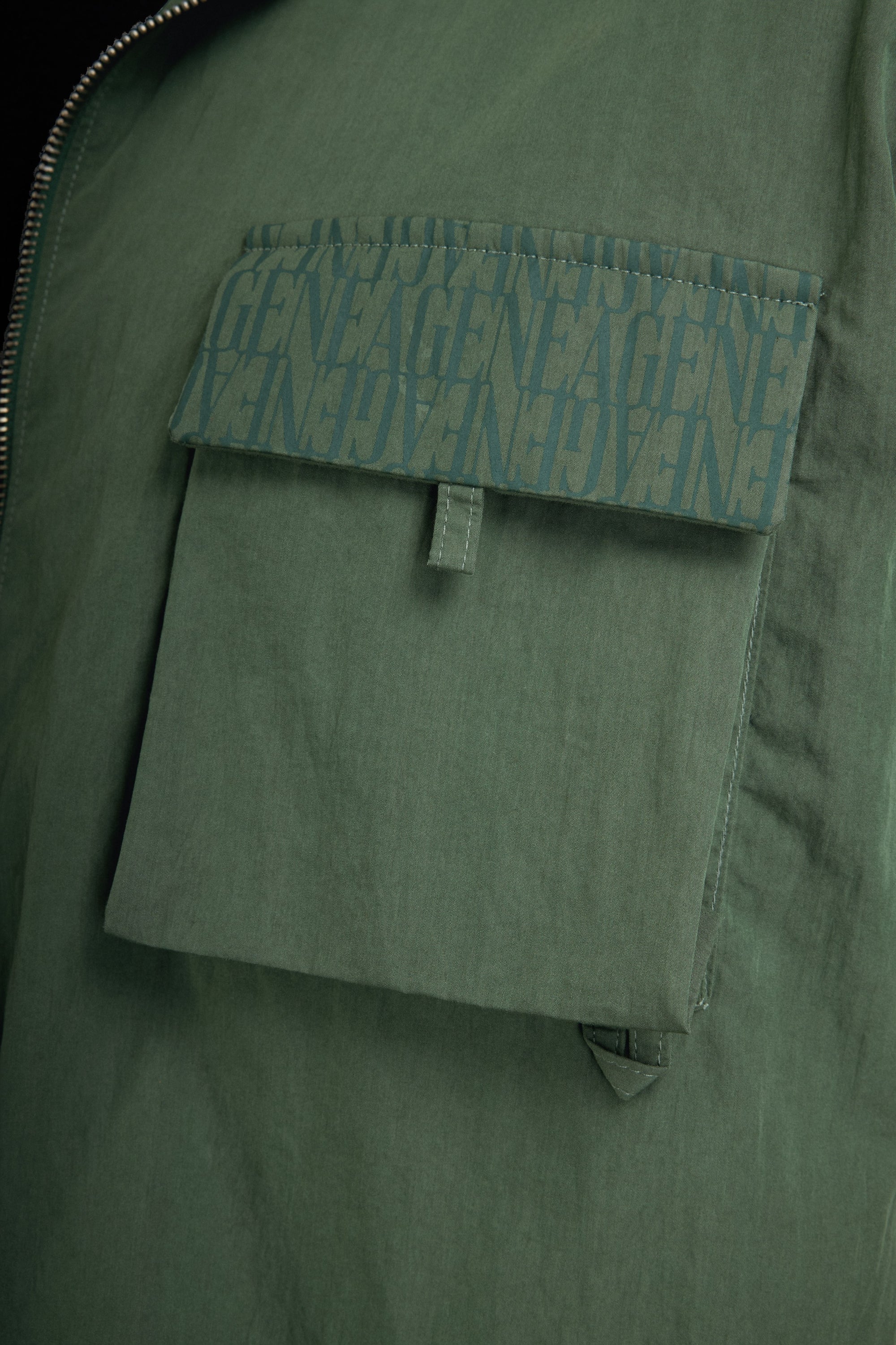 Olive Green Short-Sleeve Zip Overshirt