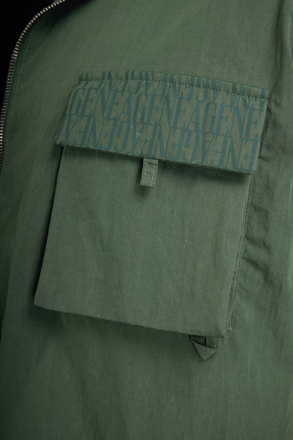 Olive Green Short-Sleeve Zip Overshirt
