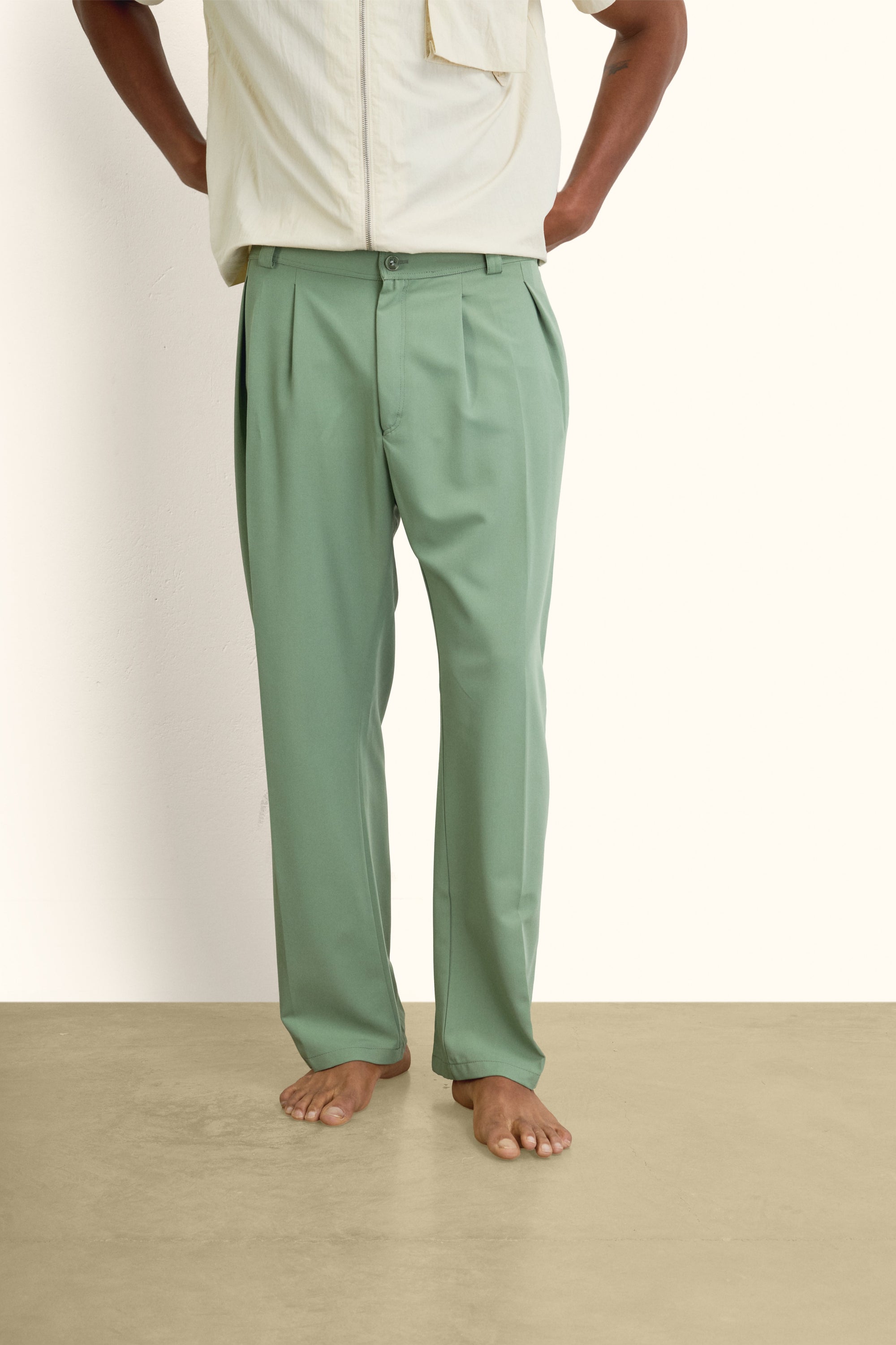Pistachio Pleated Relaxed Pants