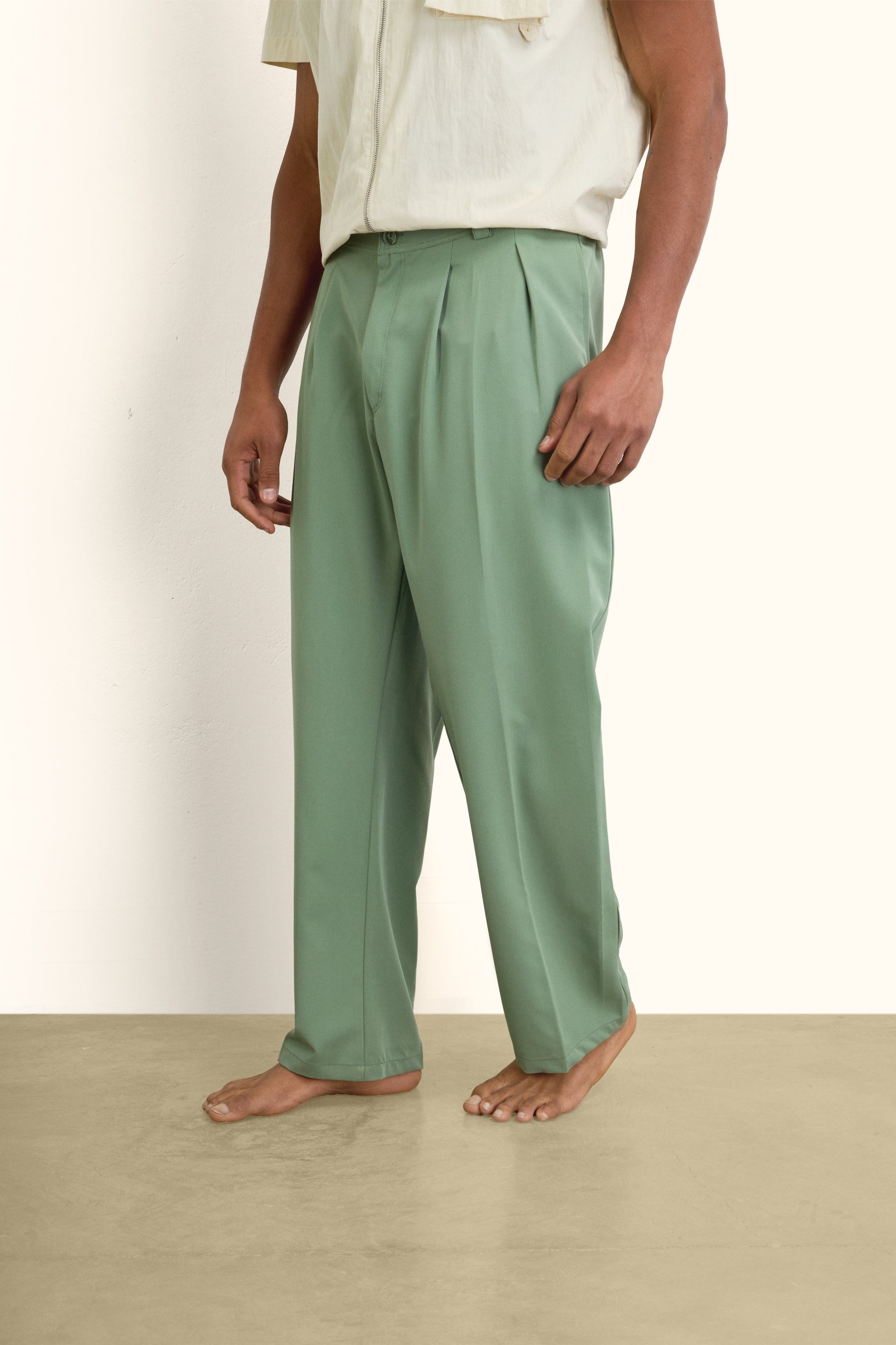 Pistachio Pleated Relaxed Pants
