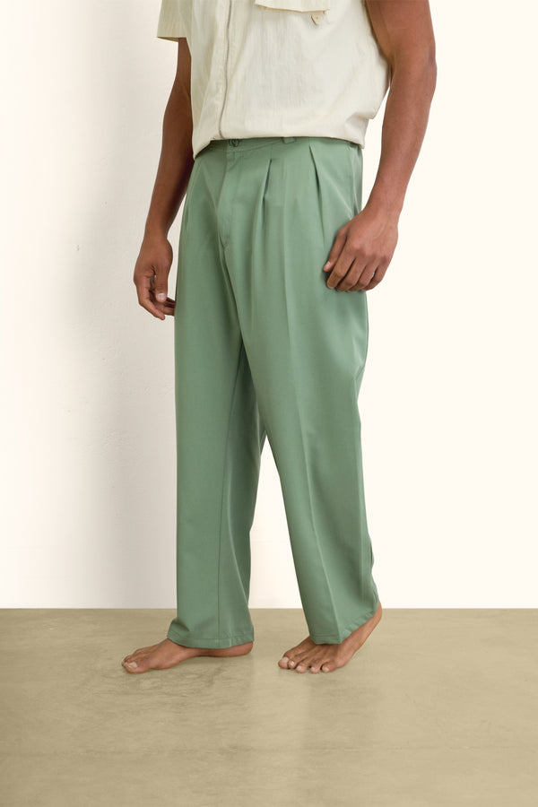 Pistachio Pleated Relaxed Pants