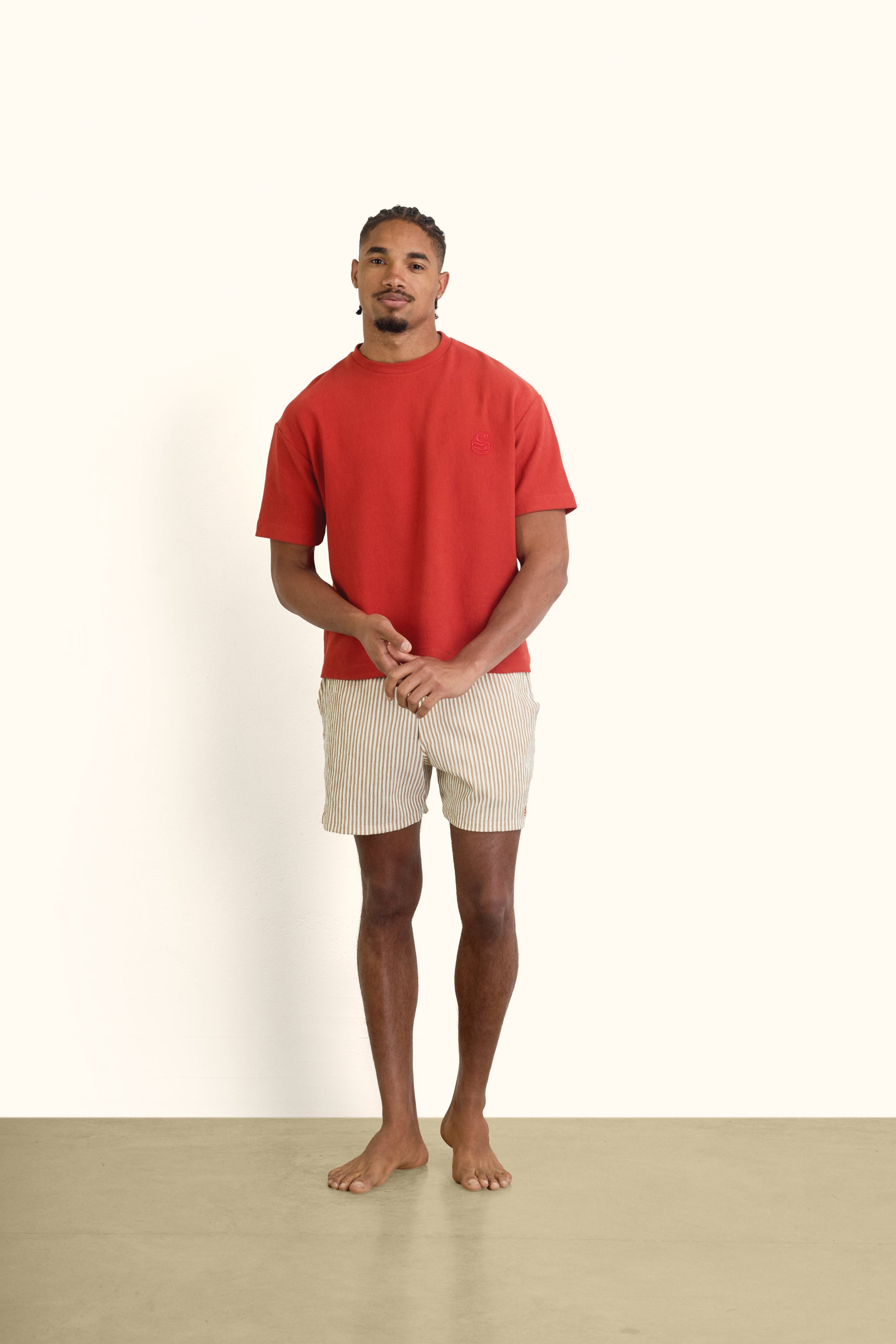 Brick Boxy Ribbed Basic T-Shirt