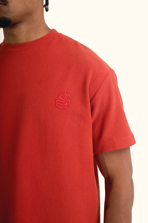 Brick Boxy Ribbed Basic T-Shirt