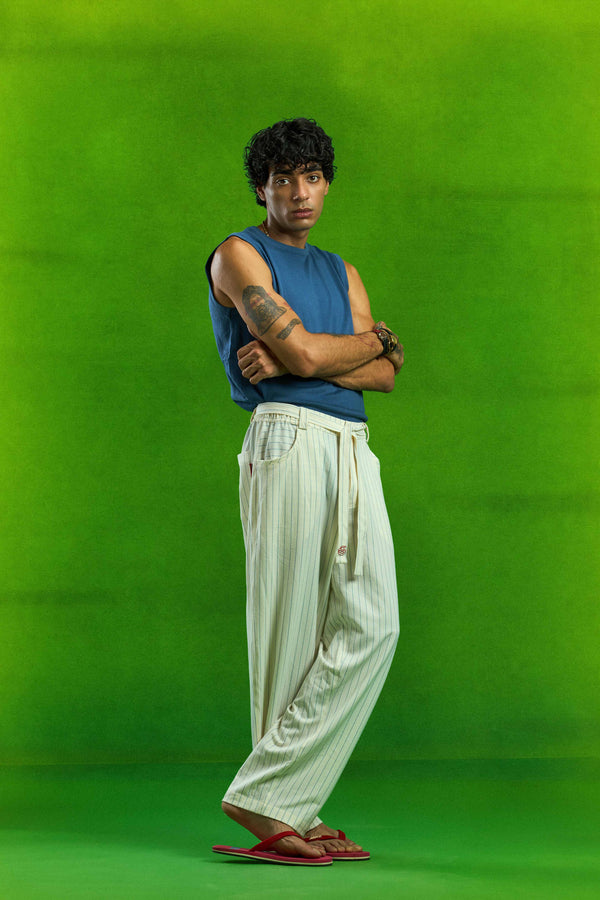 Off-White Seesucker Striped Pants