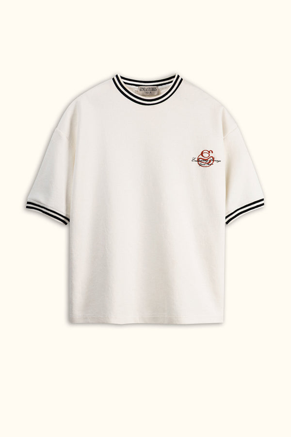White Contrast Collar Boxy T-Shirt