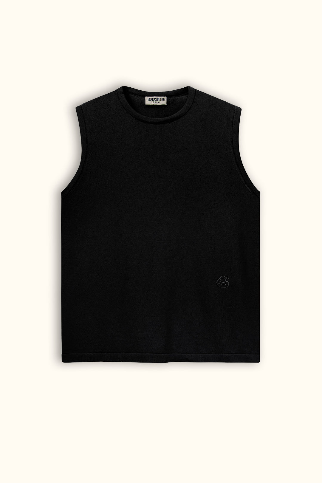Black Sleeveless Cotton Knit Top