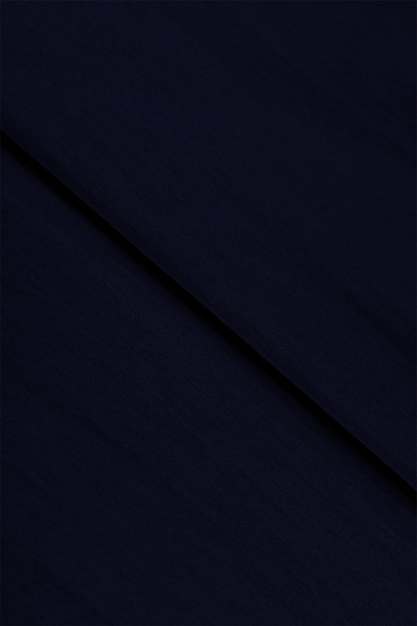 Navy Blue Short-Sleeve Contrast-Stitch Boxy Shirt