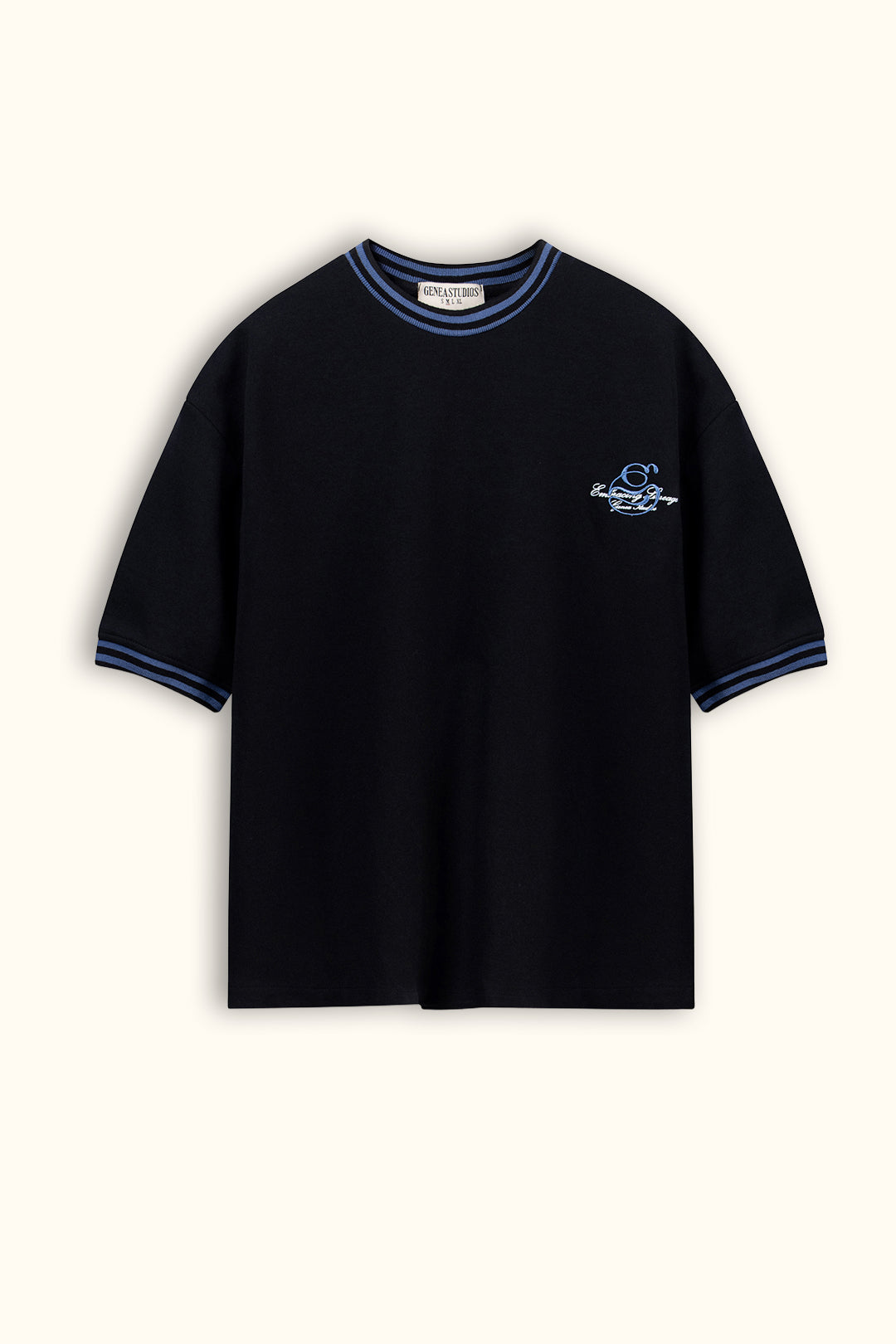 Black Contrast Collar Boxy T-Shirt