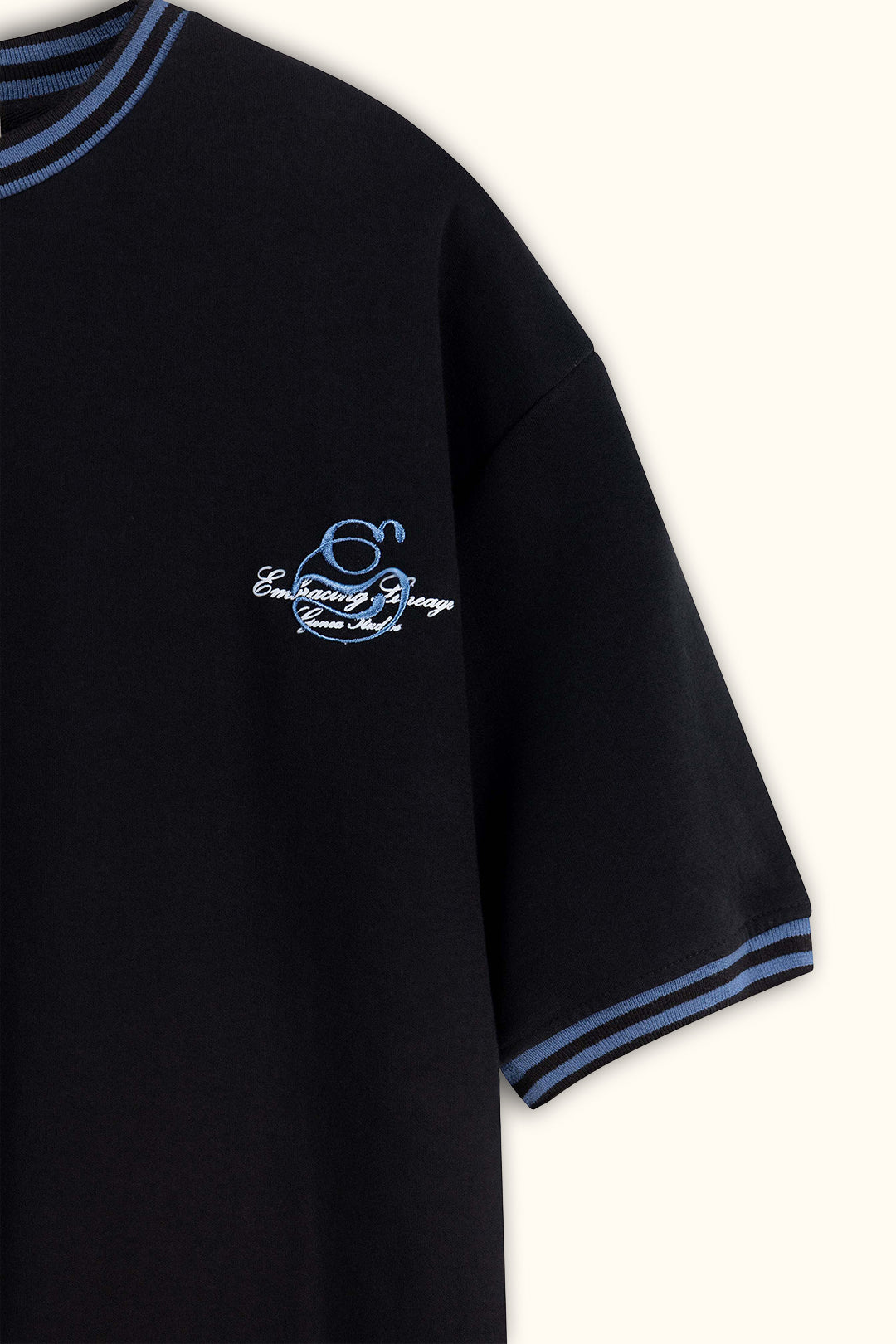 Black Contrast Collar Boxy T-Shirt