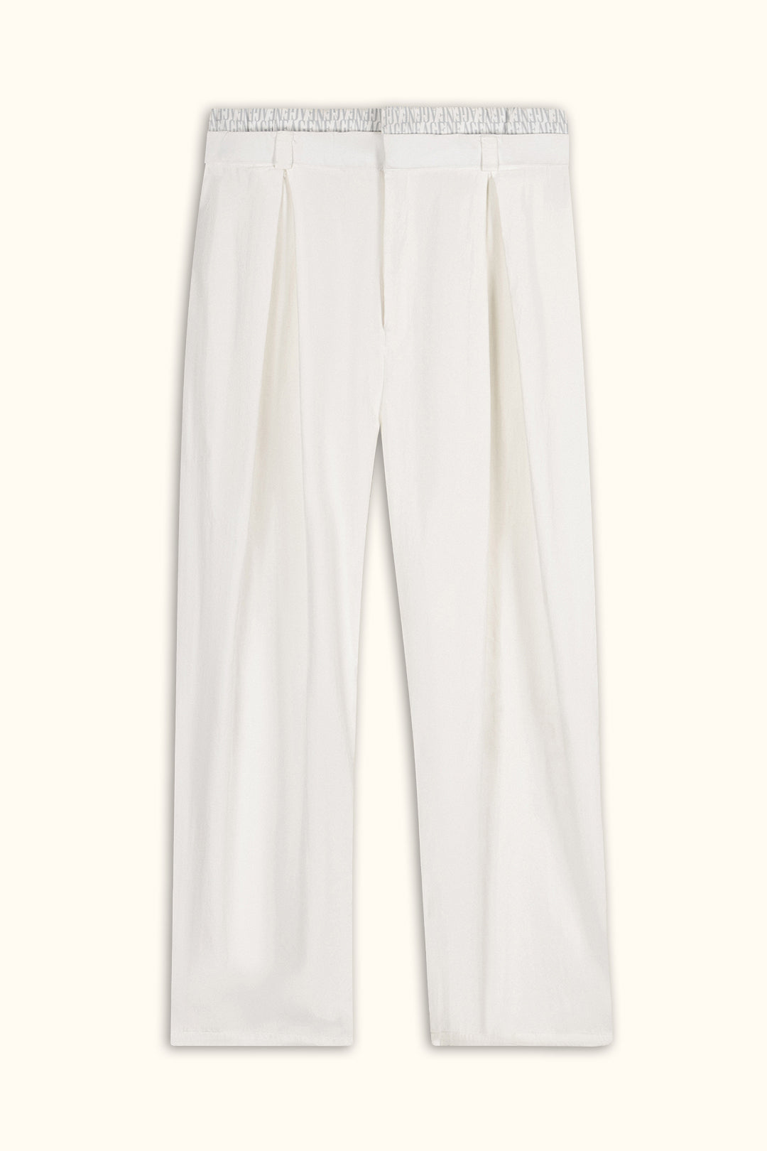 White Double-Waist Wide-Leg Pants
