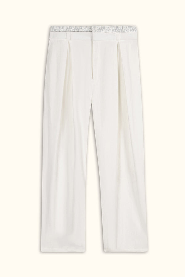 White Double-Waist Wide-Leg Pants