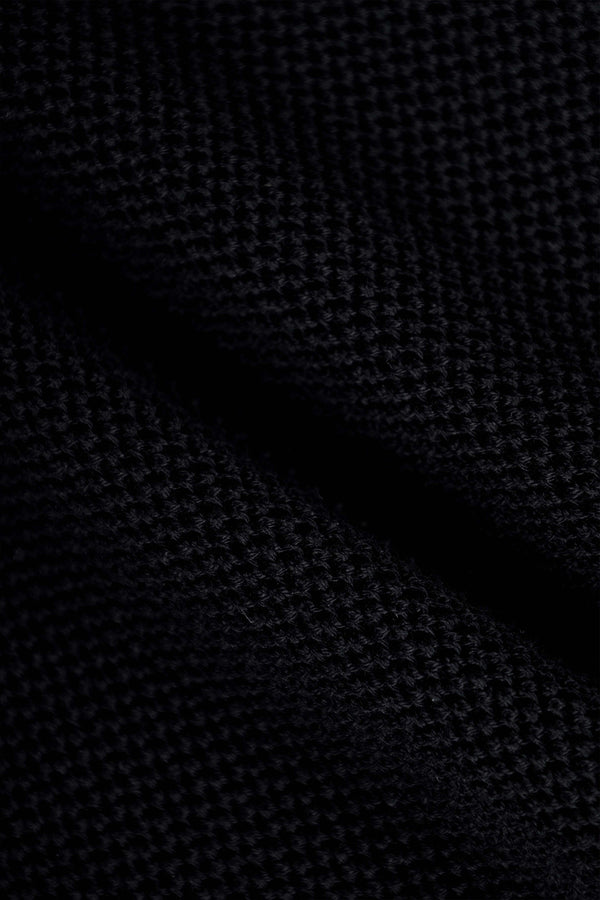 Black Cotton Knitted Polo T-Shirt
