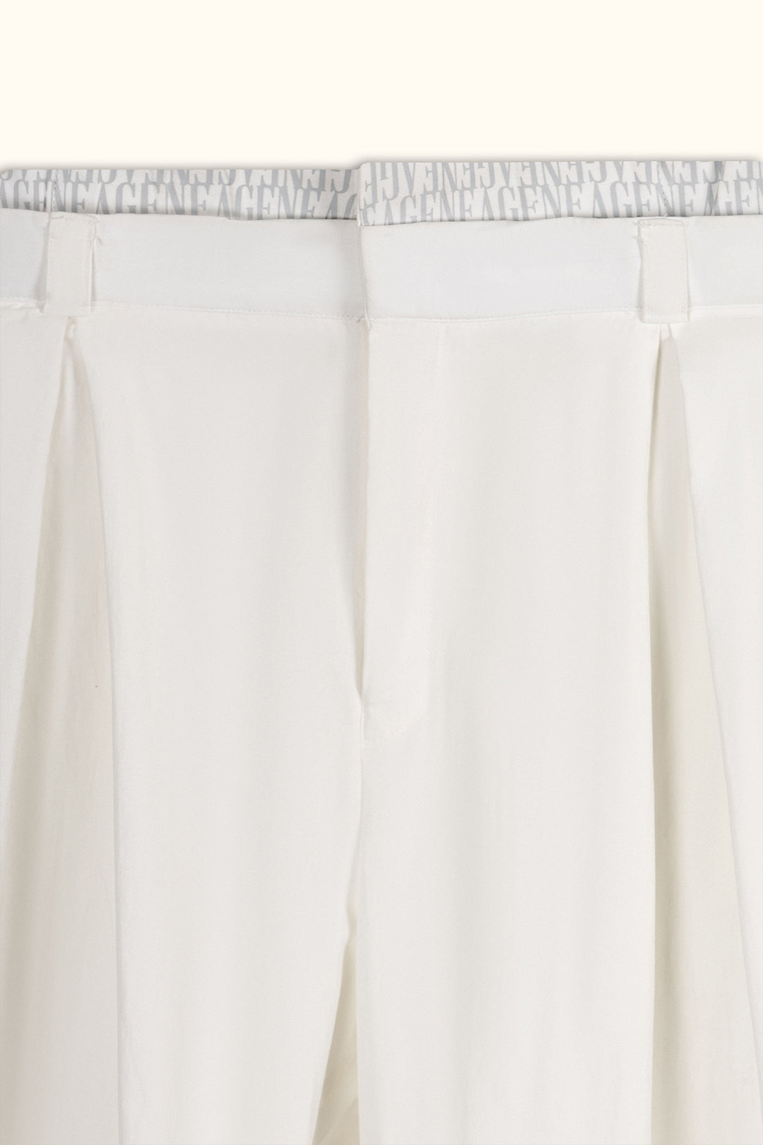 White Double-Waist Wide-Leg Pants