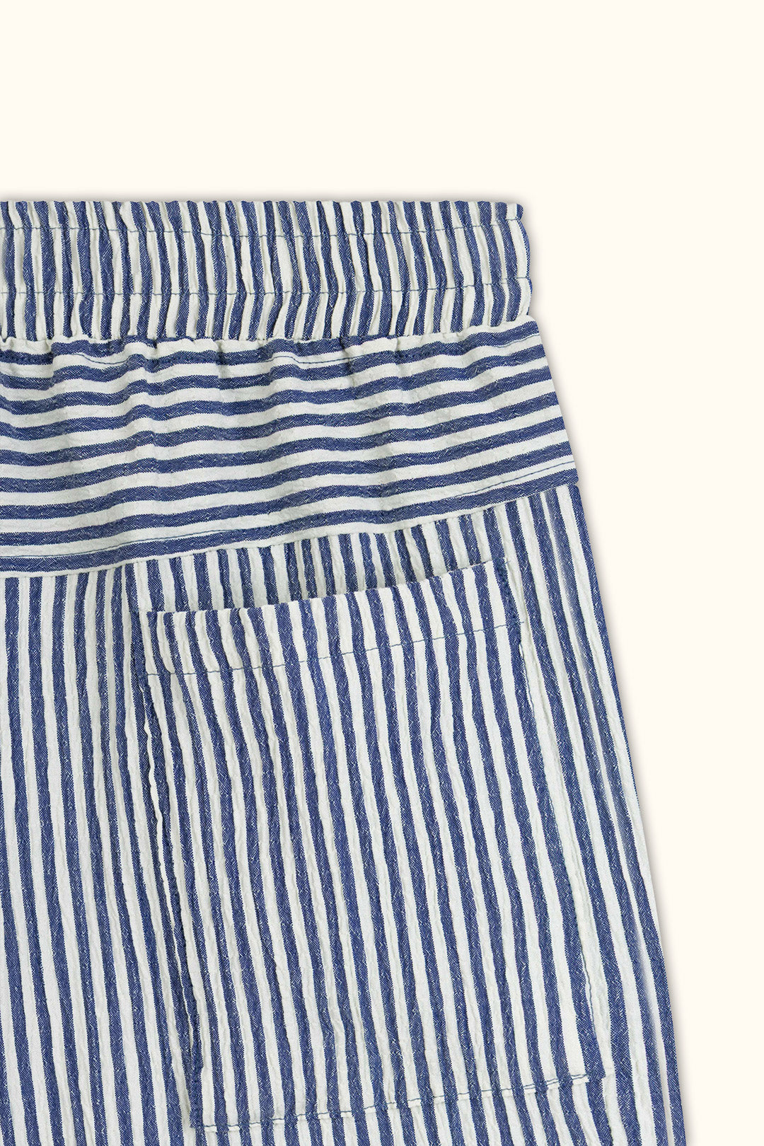 Blue Crinkle Striped Short