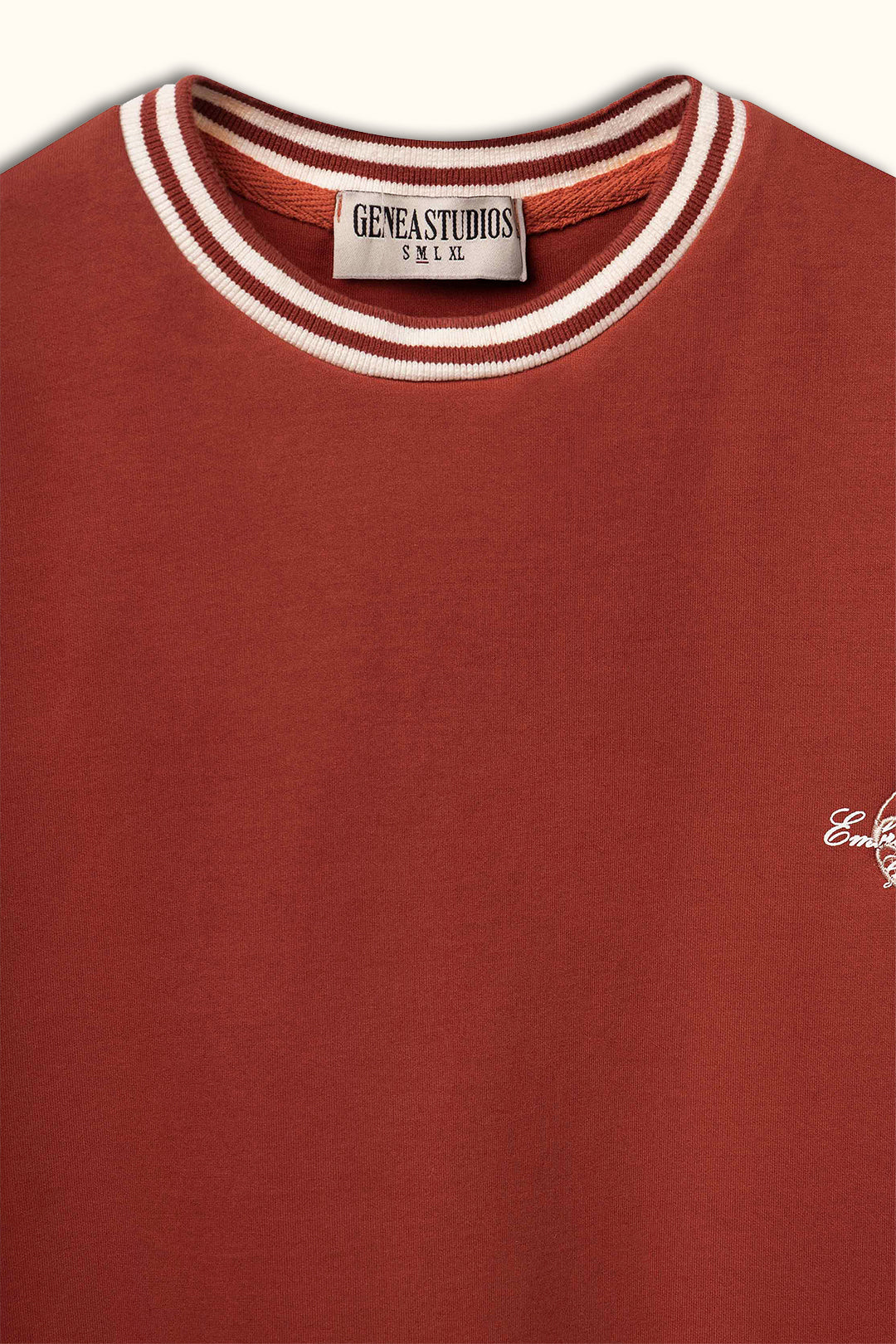 Brick Contrast Collar Boxy T-Shirt