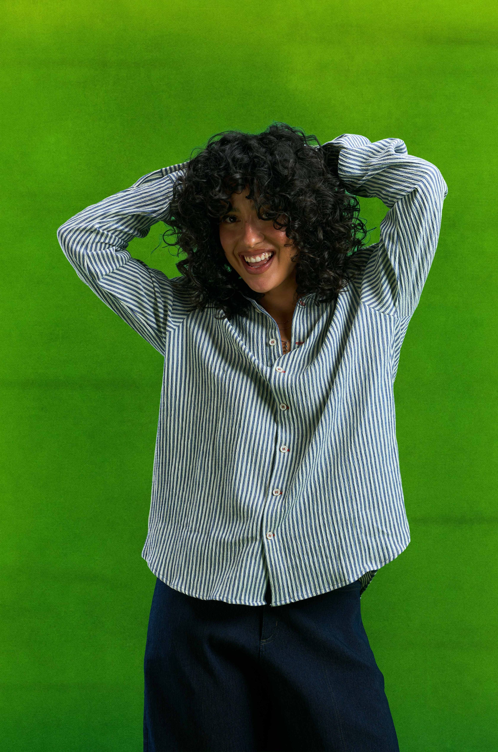 Blue Long Sleeve Striped Shirt