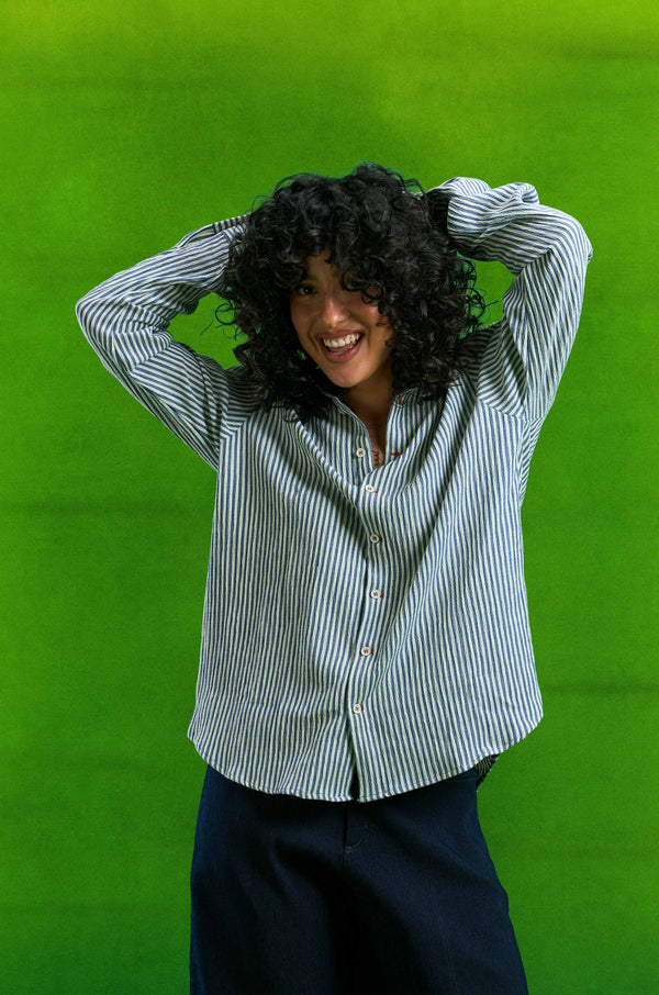Blue Long Sleeve Striped Shirt