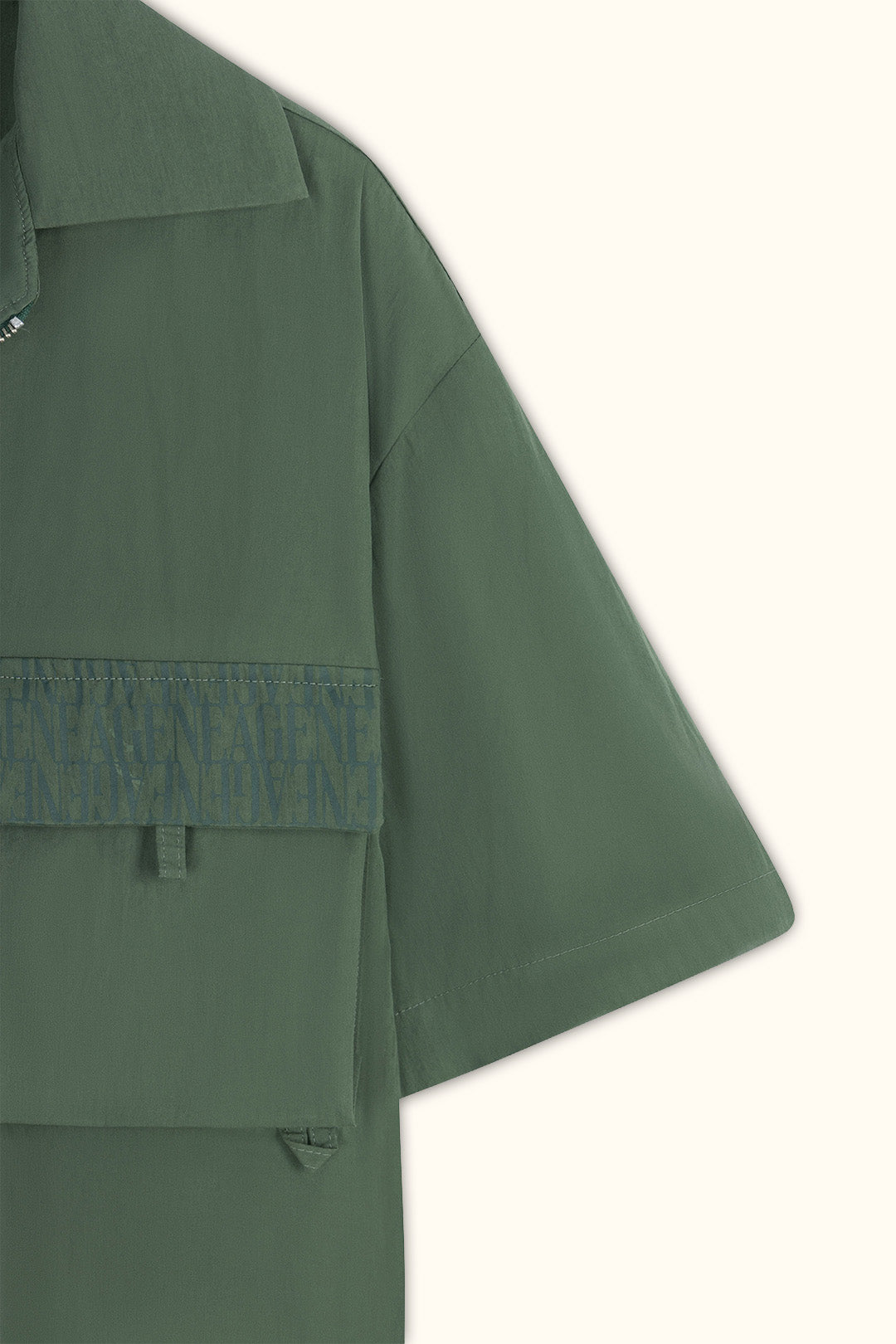 Olive Green Short-Sleeve Zip Overshirt